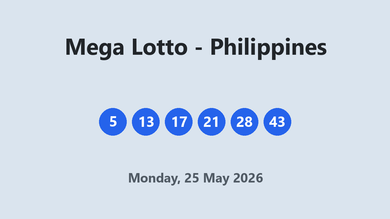 Mega Lotto results 25 May 2026