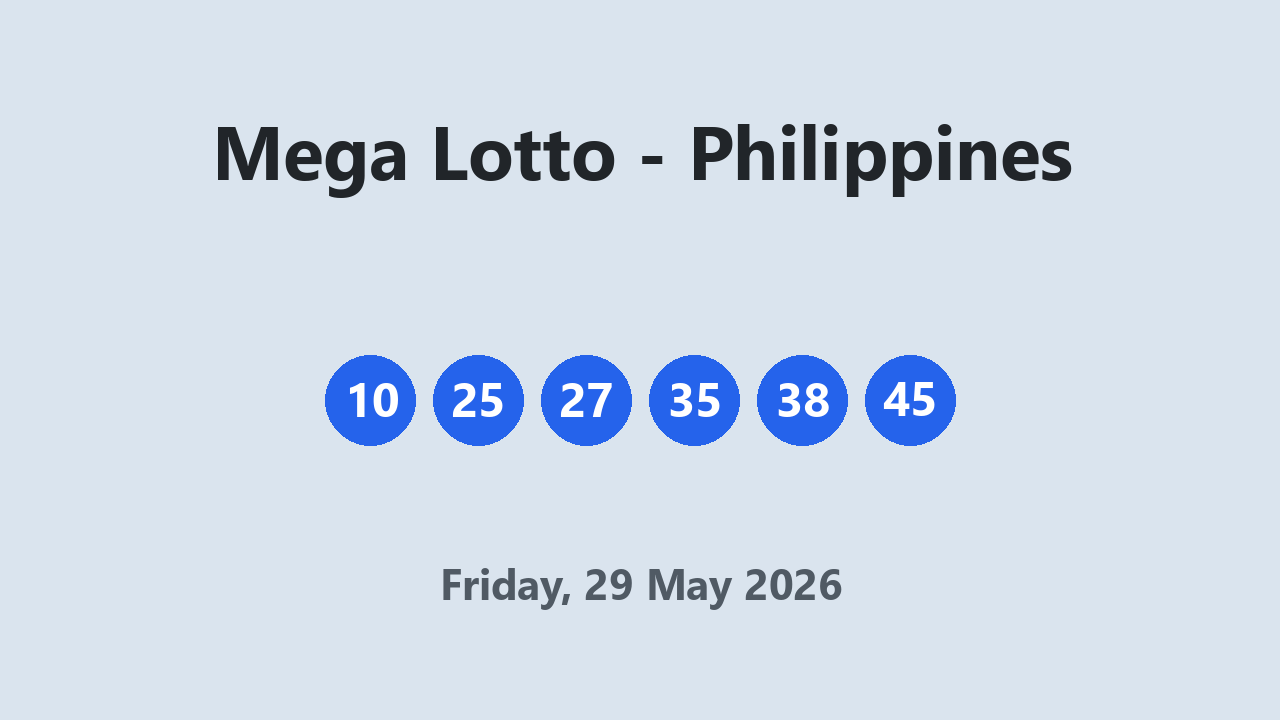 Mega Lotto results 29 May 2026