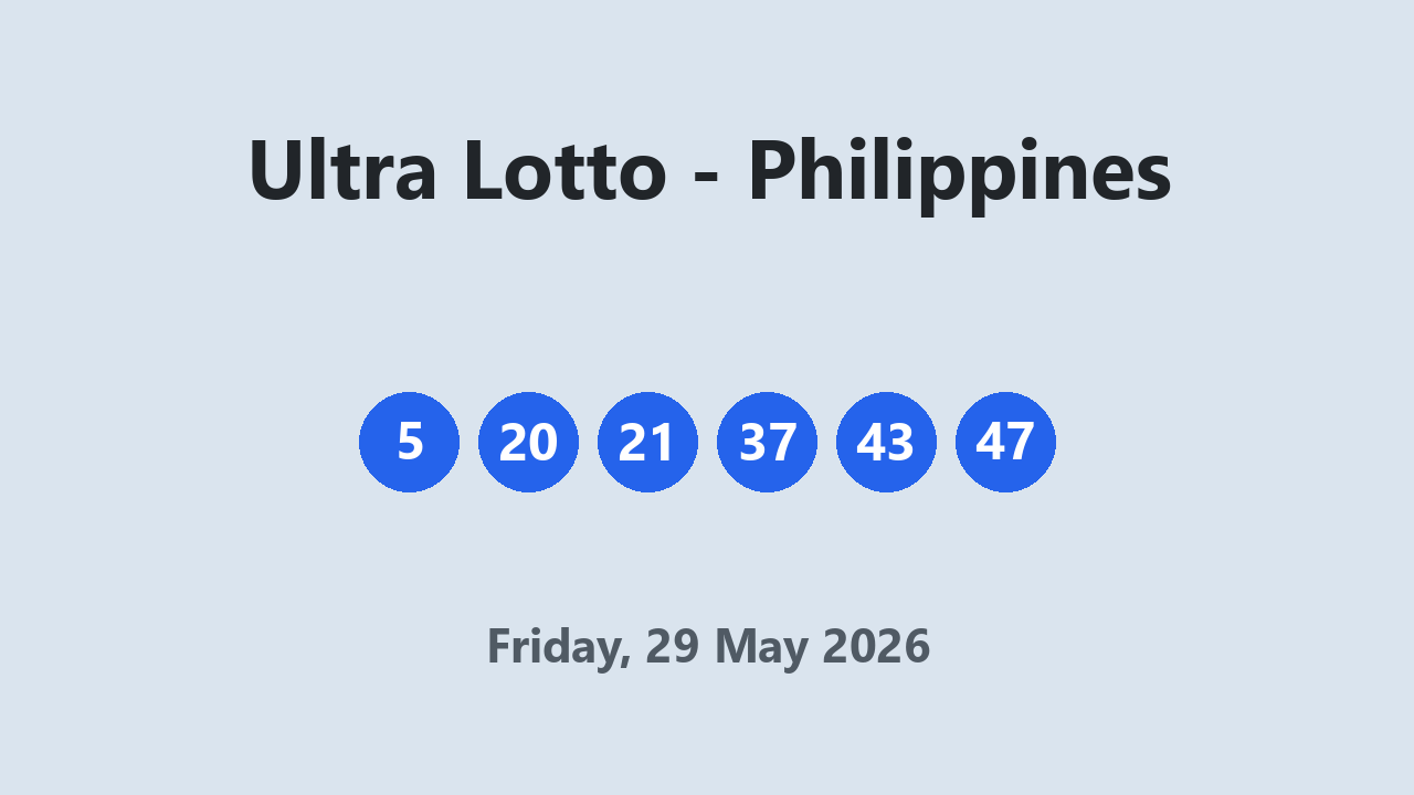 Ultra Lotto results 29 May 2026