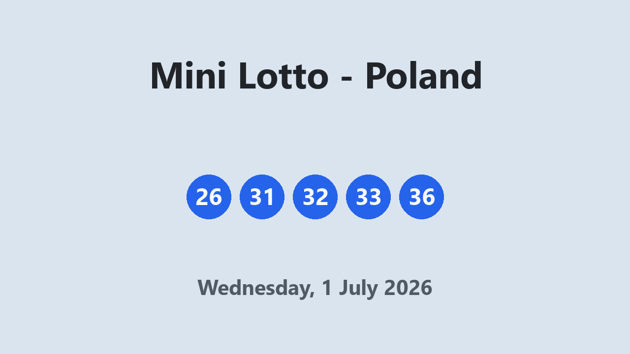 Mini Lotto results 1 July 2026