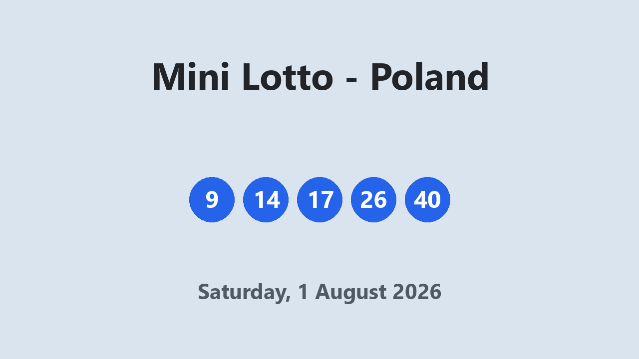 Mini Lotto results 1 August 2026
