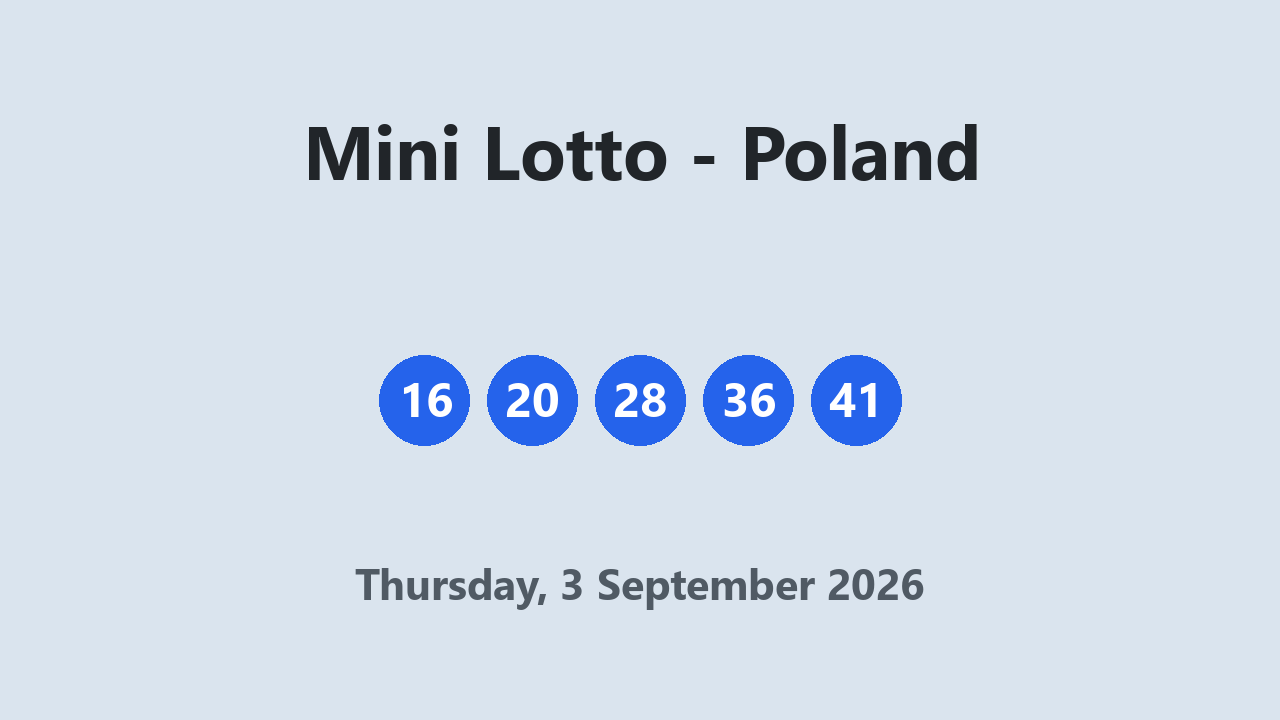 Mini Lotto results 3 September 2026