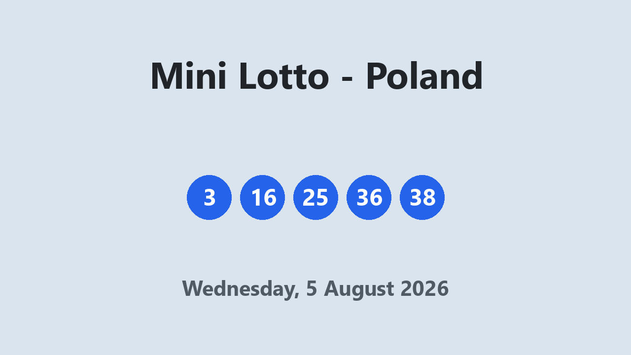 Mini Lotto results 5 August 2026
