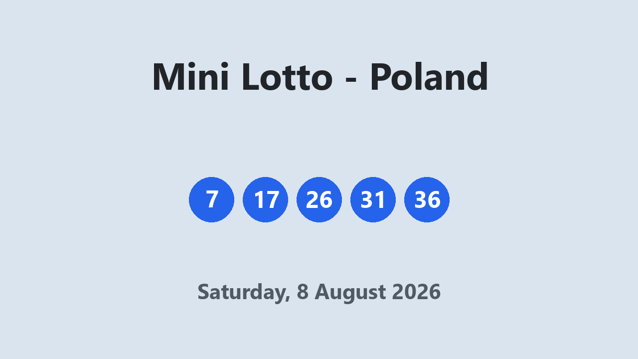 Mini Lotto results 8 August 2026