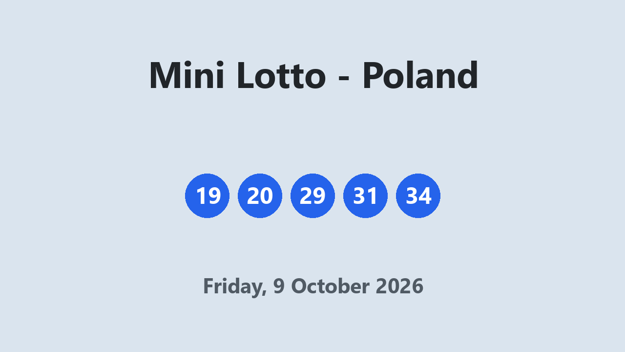 Mini Lotto results 9 October 2026