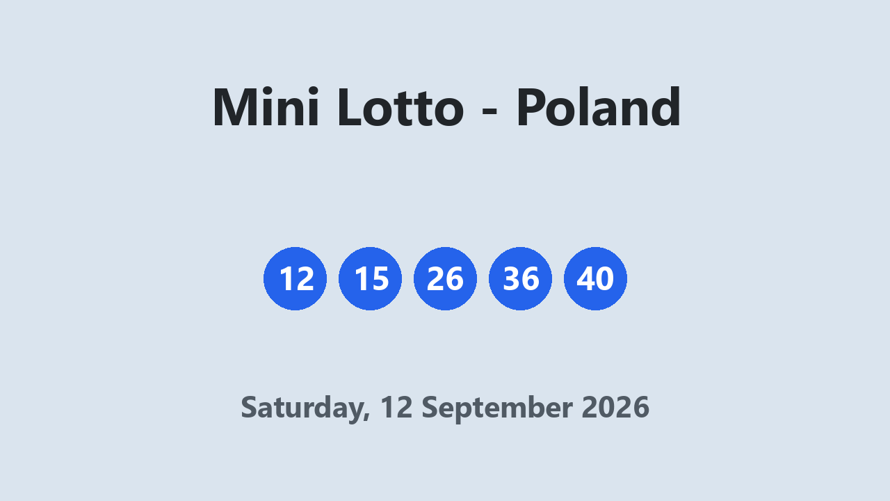 Mini Lotto results 12 September 2026
