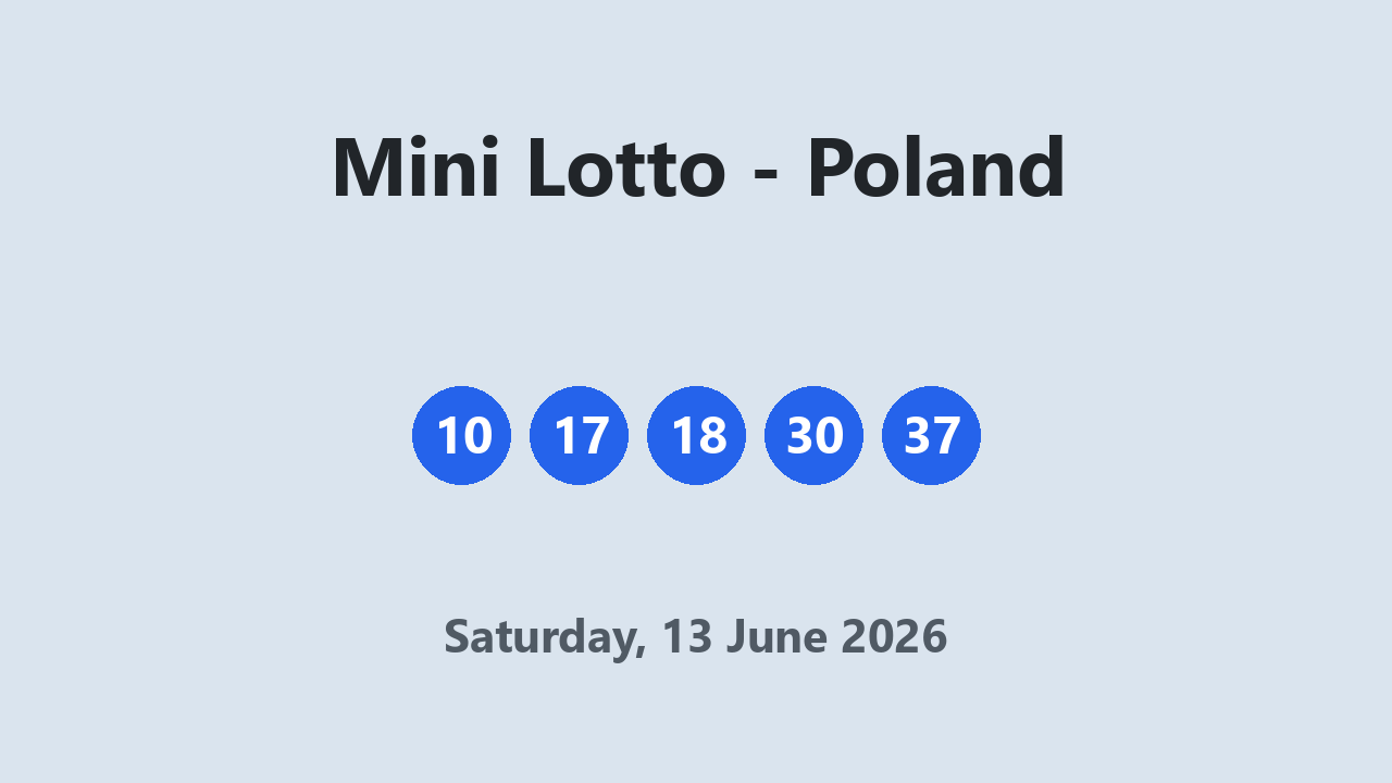 Mini Lotto results 13 June 2026