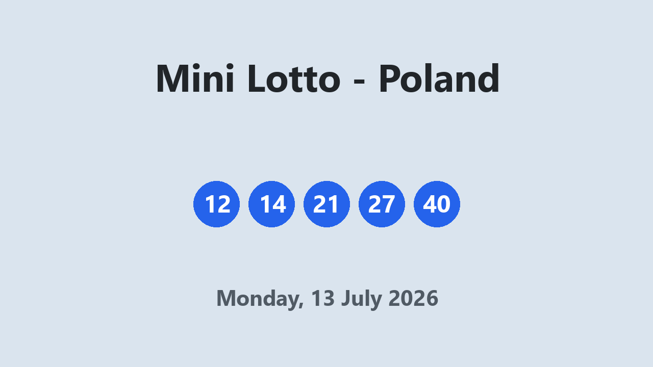 Mini Lotto results 13 July 2026