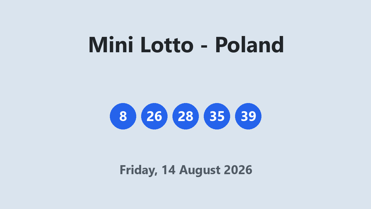 Mini Lotto results 14 August 2026