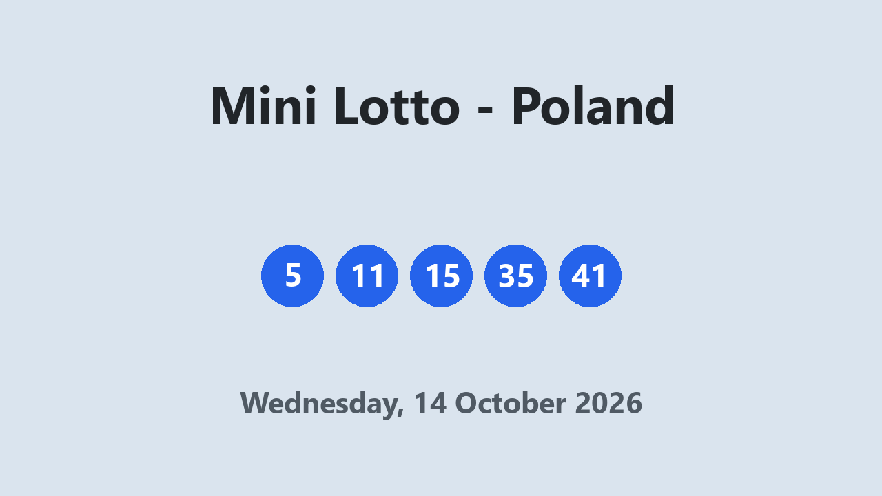 Mini Lotto results 14 October 2026