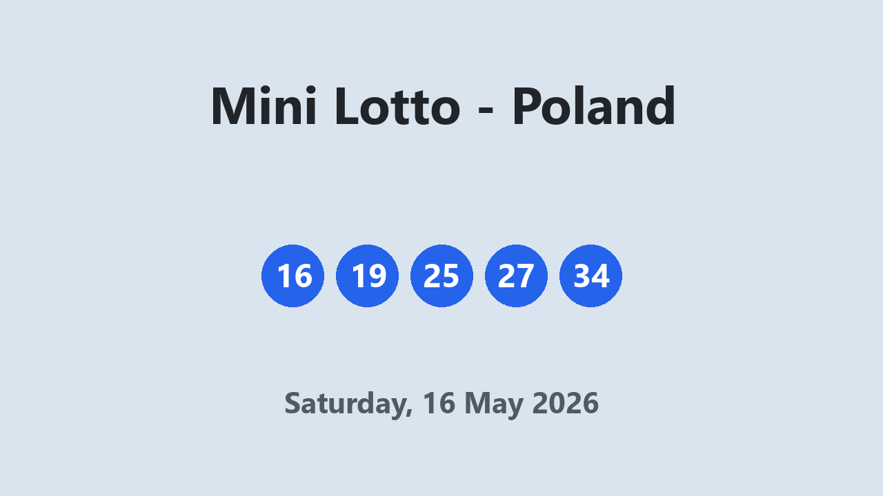 Mini Lotto results 16 May 2026