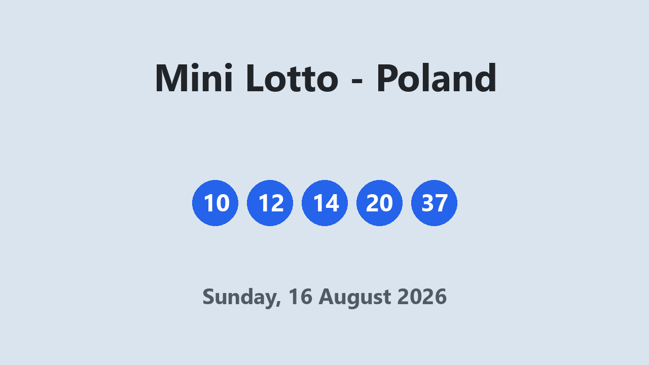 Mini Lotto results 16 August 2026