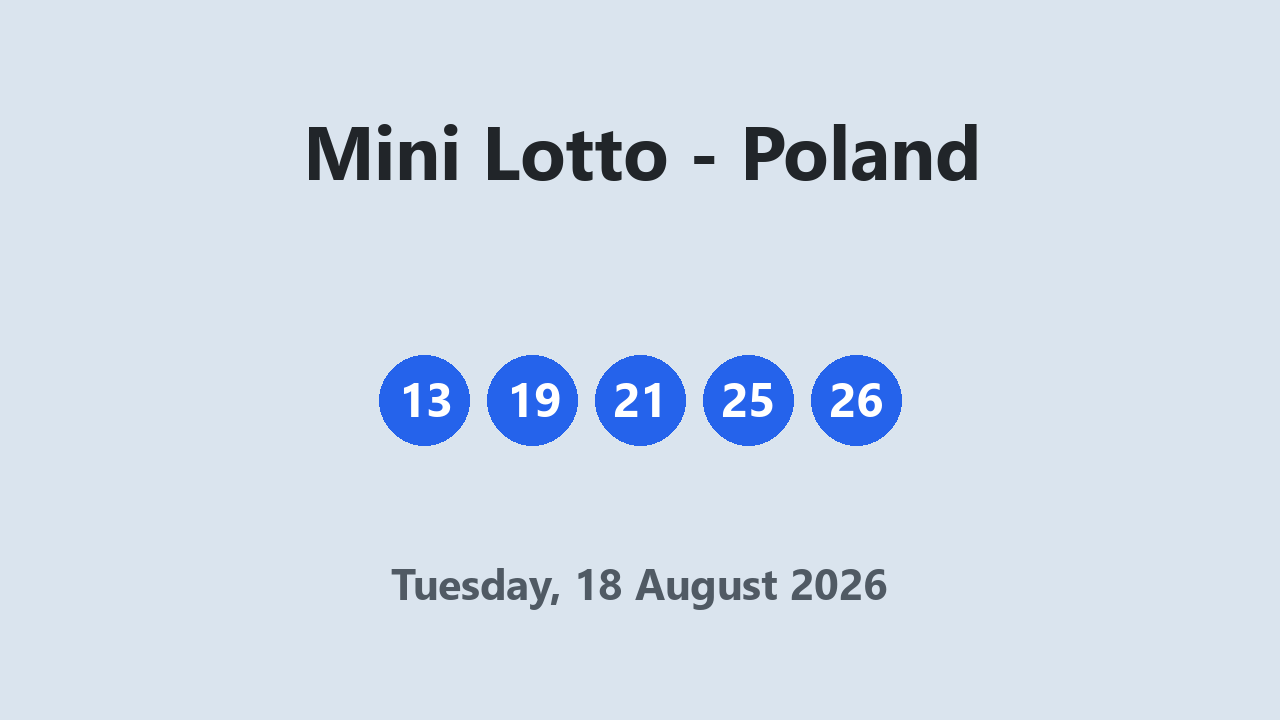 Mini Lotto results 18 August 2026