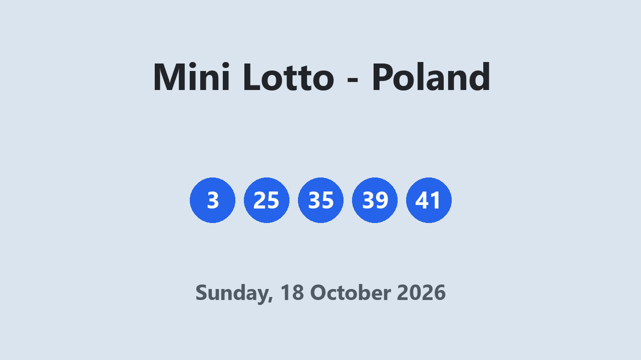 Mini Lotto results 18 October 2026