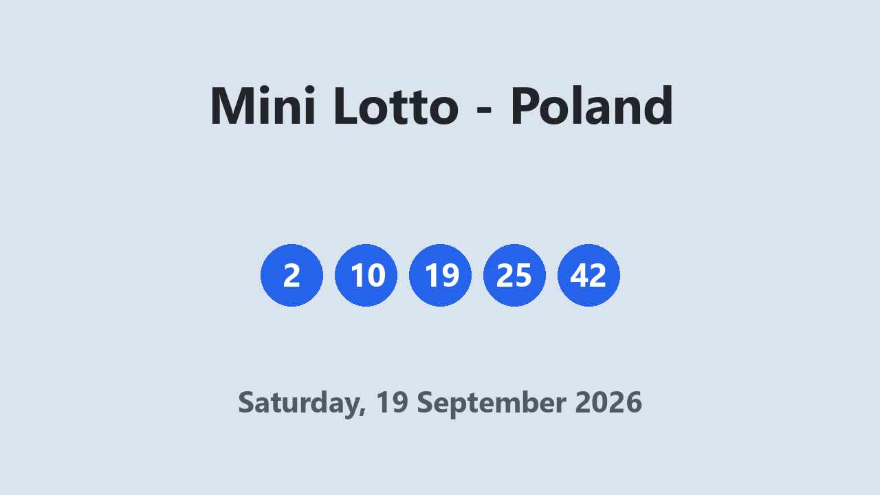 Mini Lotto results 19 September 2026