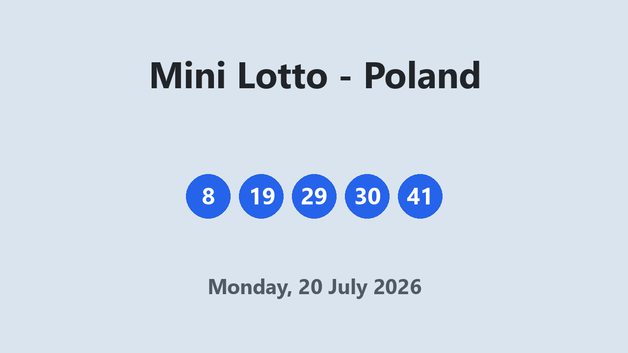 Mini Lotto results 20 July 2026