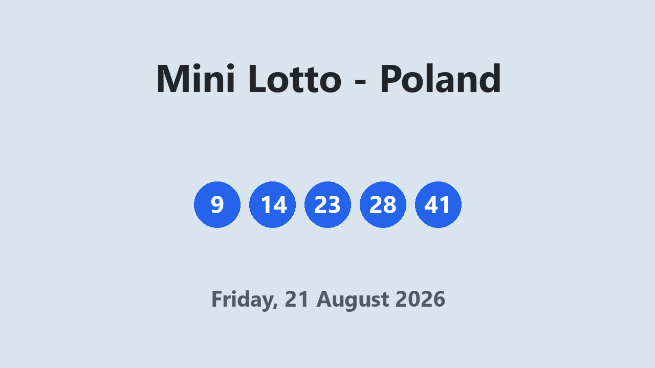 Mini Lotto results 21 August 2026