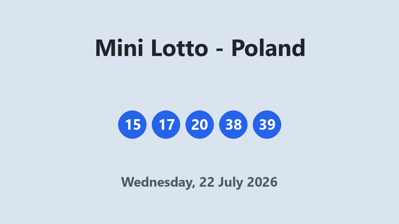 Mini Lotto results 22 July 2026