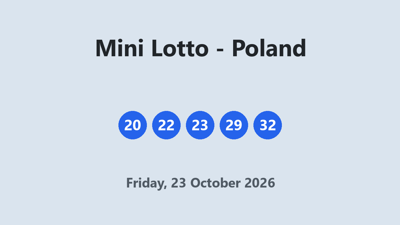 Mini Lotto results 23 October 2026