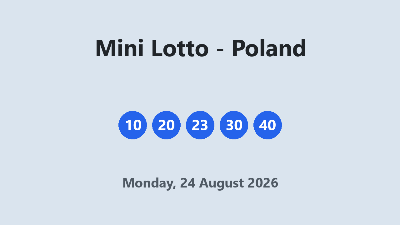 Mini Lotto results 24 August 2026