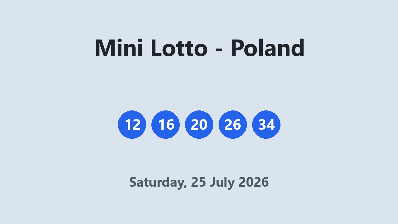 Mini Lotto results 25 July 2026