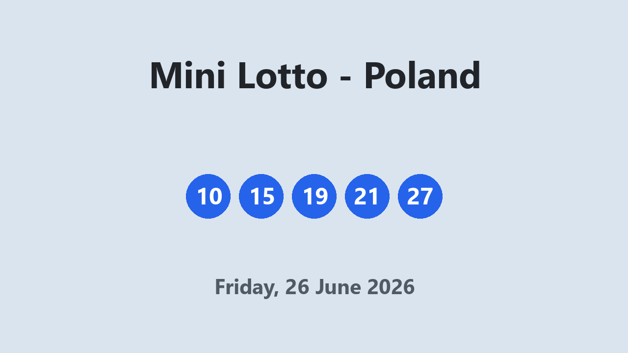 Mini Lotto results 26 June 2026