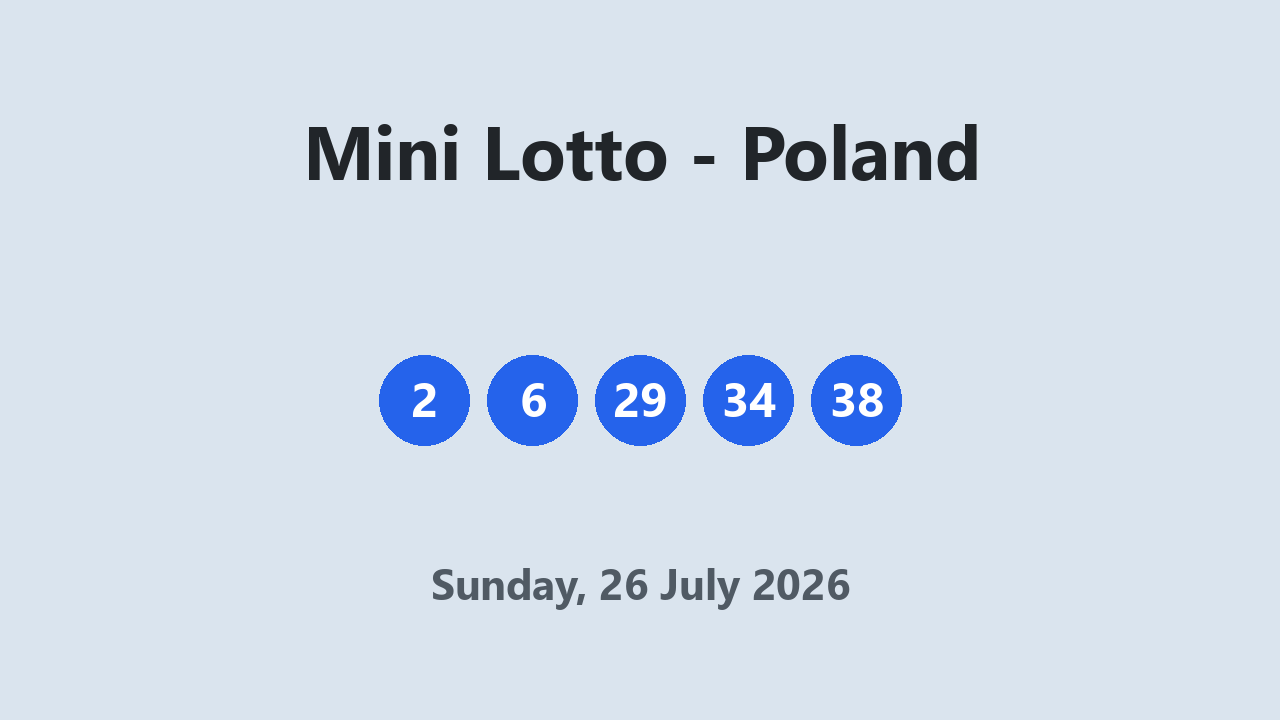 Mini Lotto results 26 July 2026