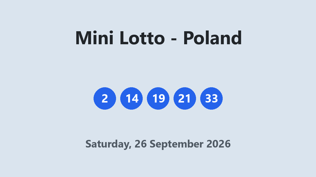 Mini Lotto results 26 September 2026
