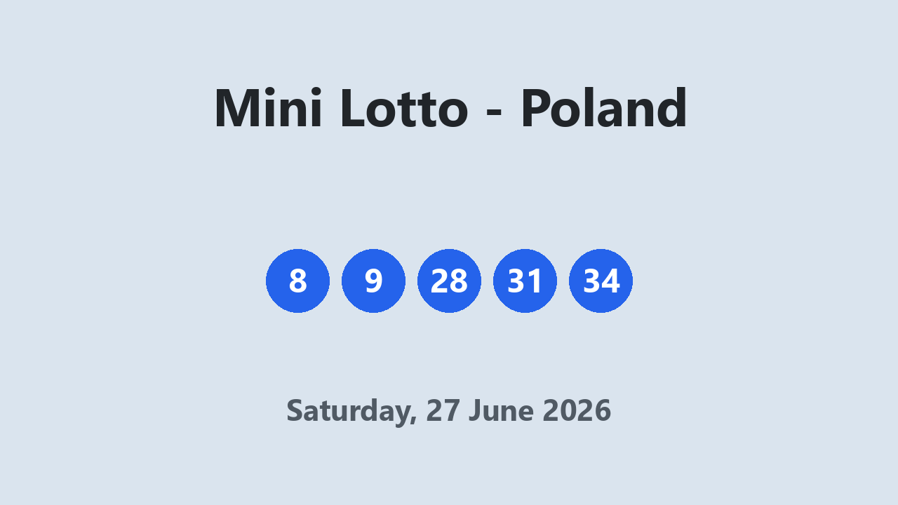 Mini Lotto results 27 June 2026
