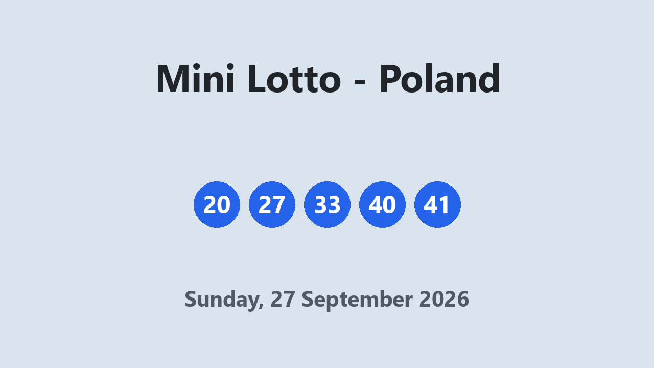 Mini Lotto results 27 September 2026