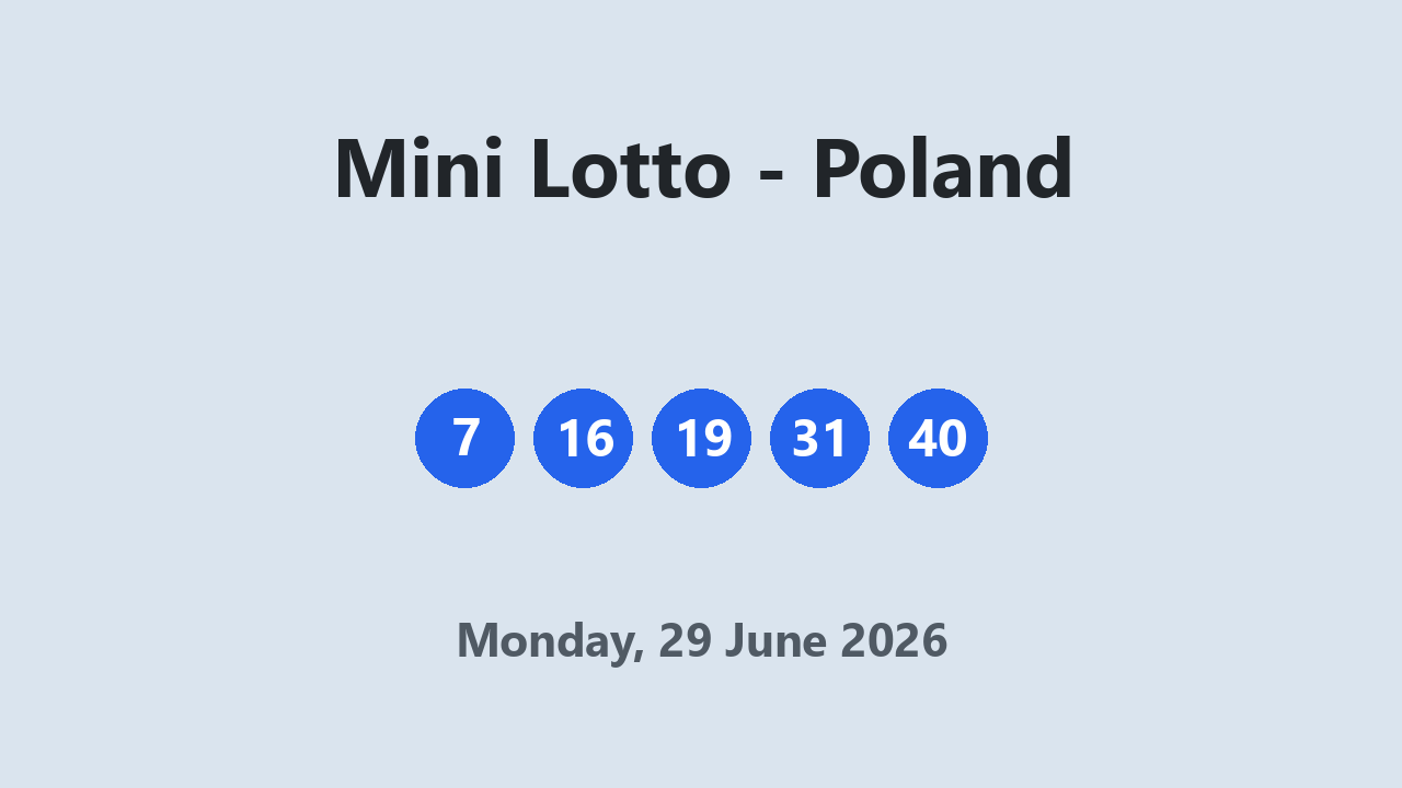 Mini Lotto results 29 June 2026