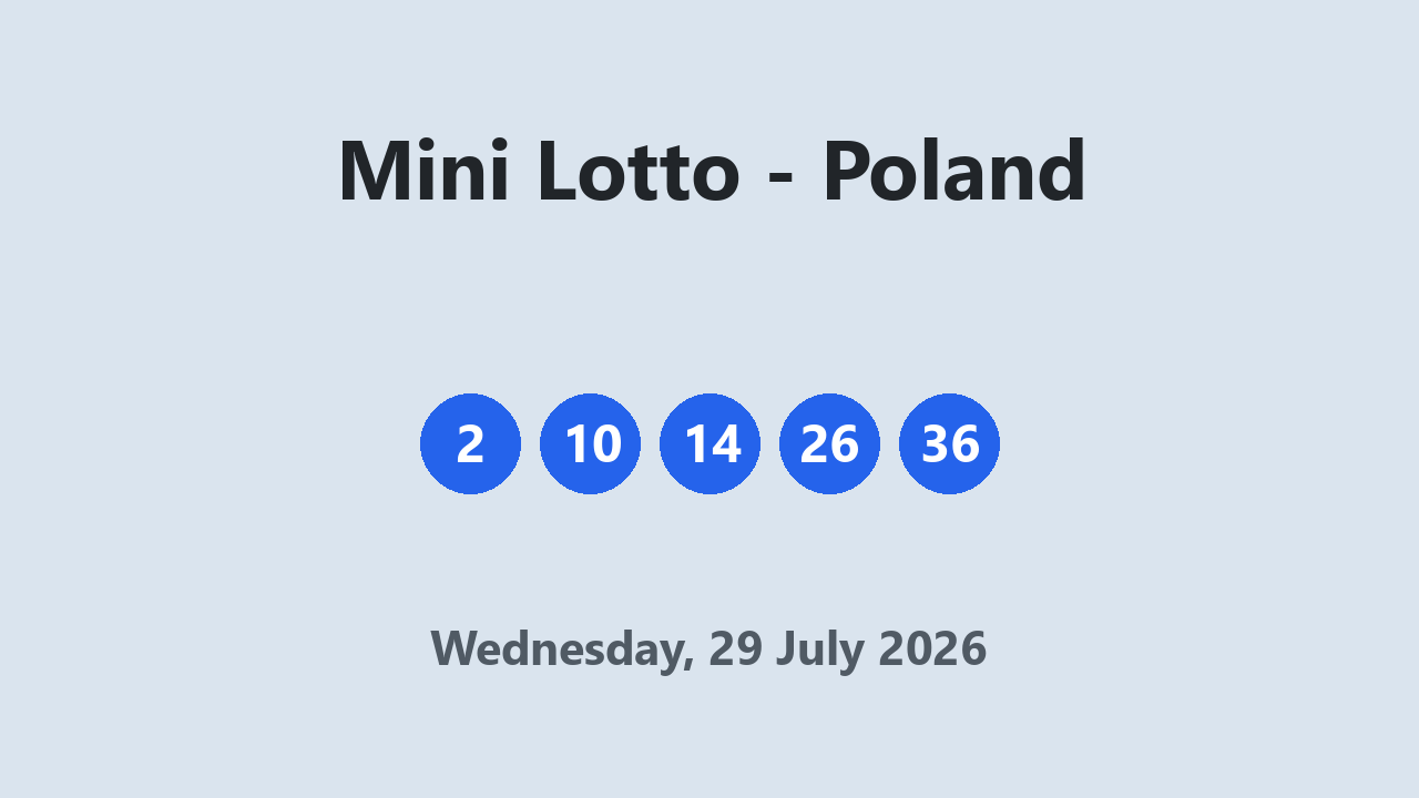 Mini Lotto results 29 July 2026