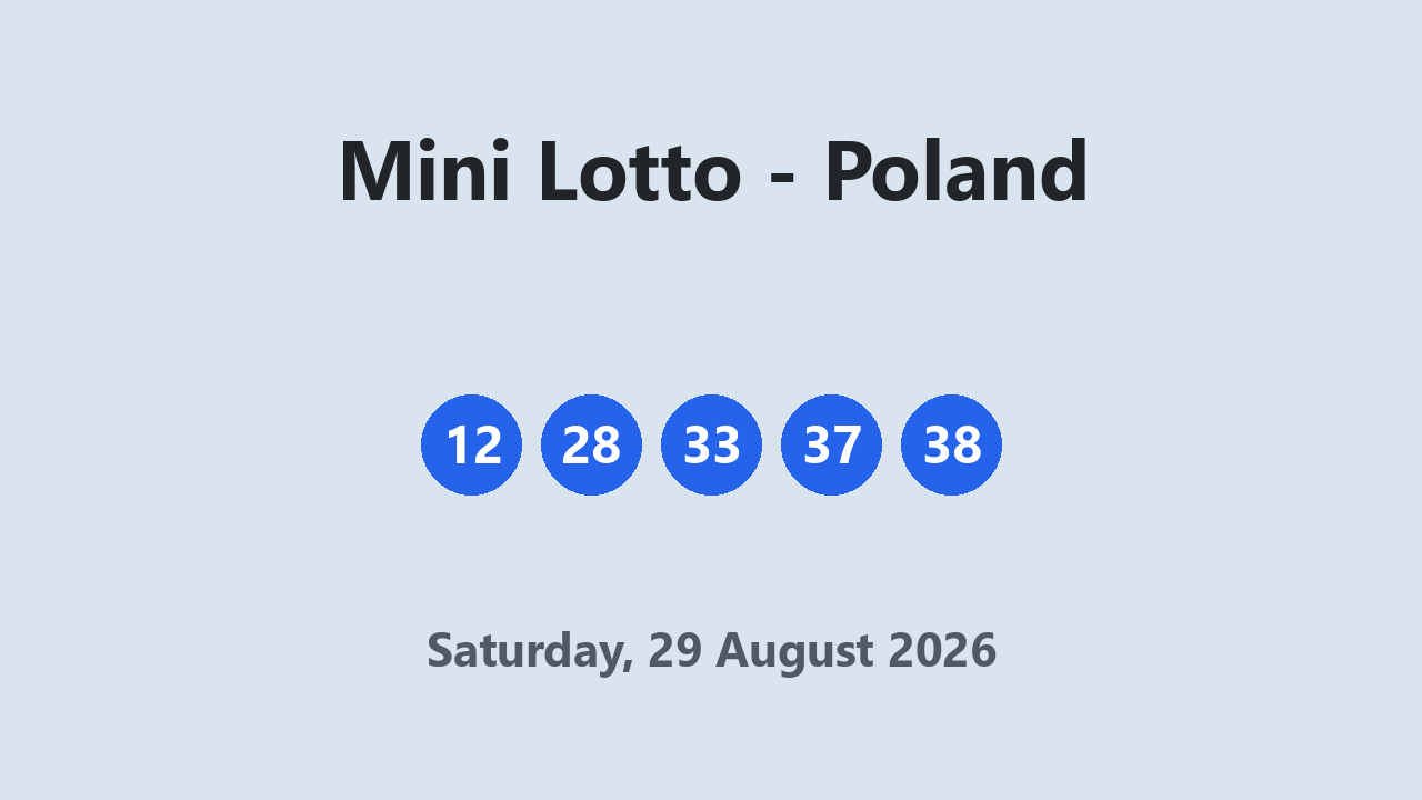 Mini Lotto results 29 August 2026