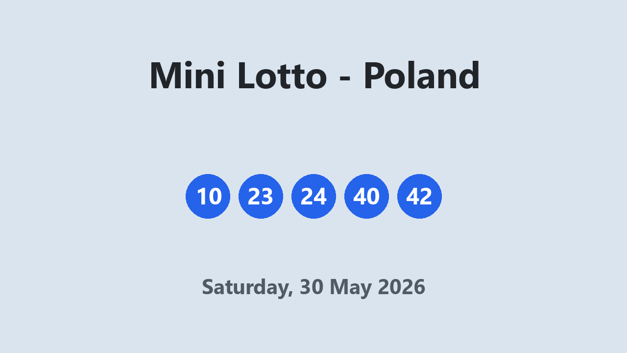 Mini Lotto results 30 May 2026