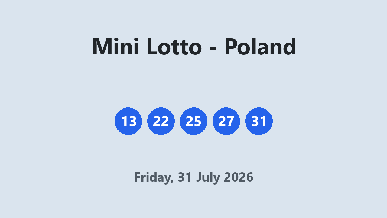 Mini Lotto results 31 July 2026