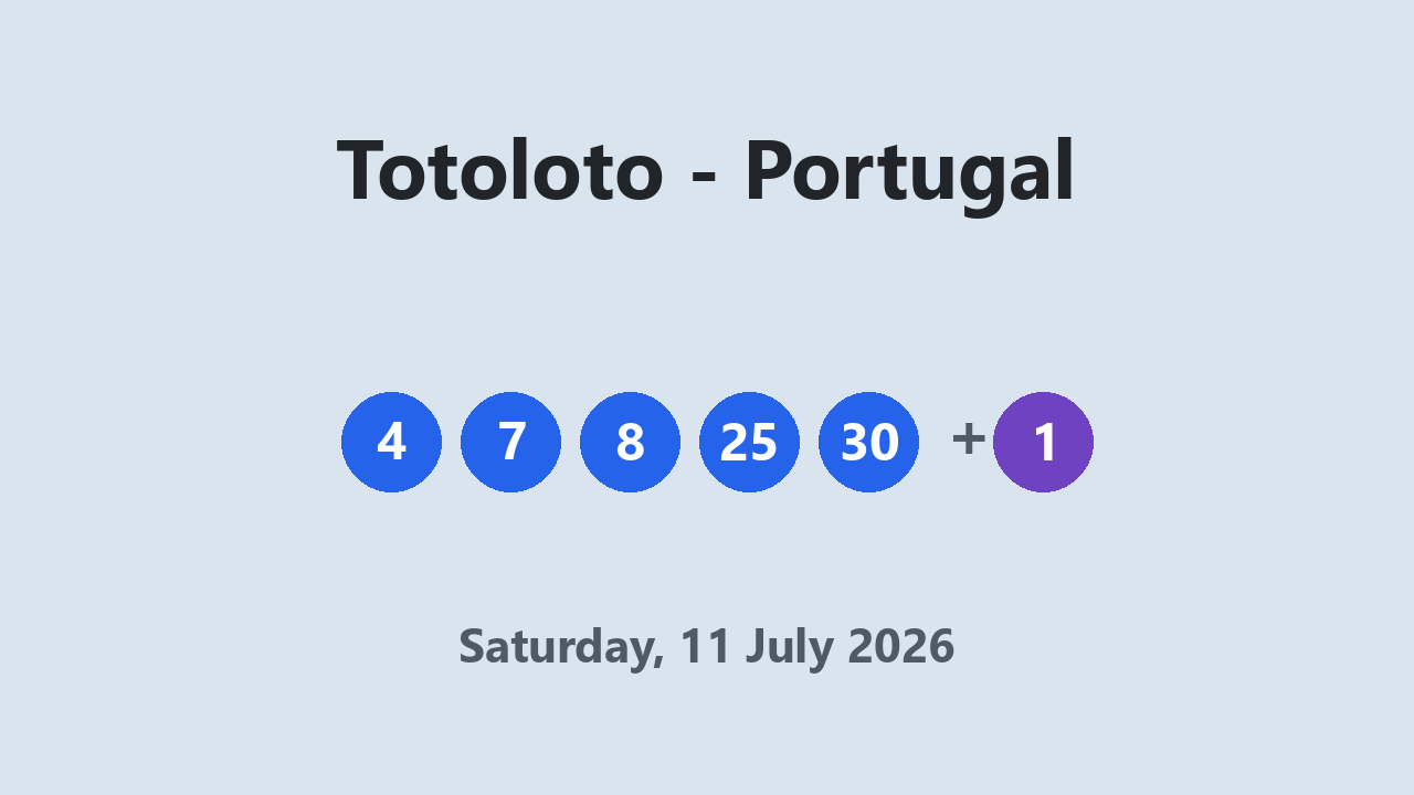 Totoloto results 11 July 2026