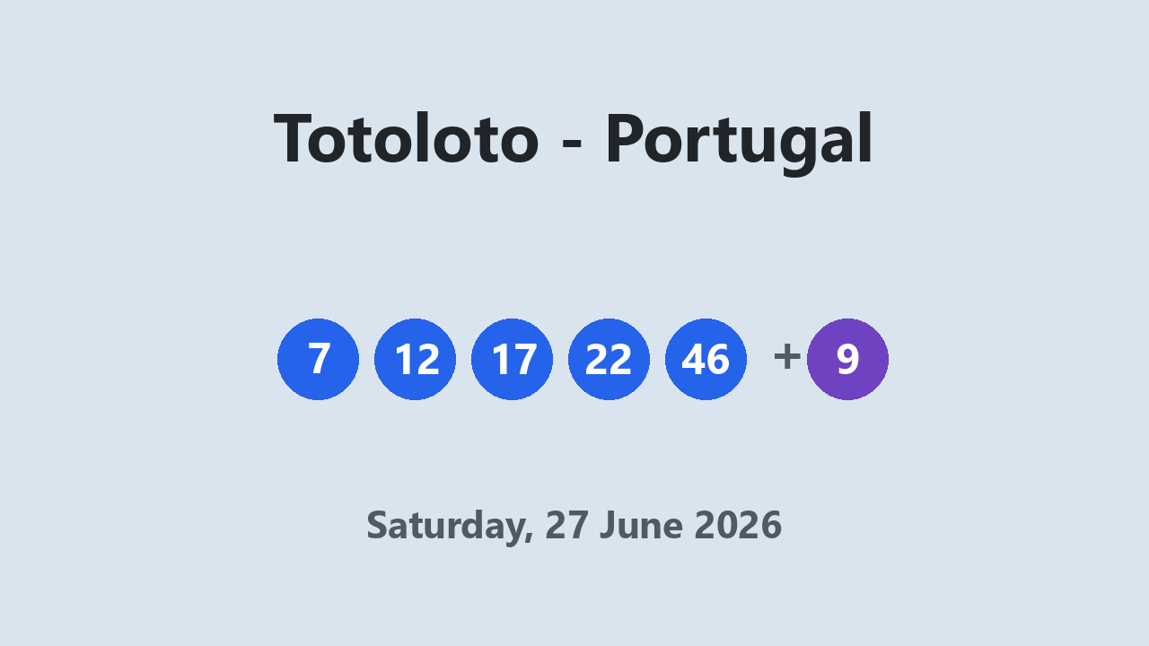 Totoloto results 27 June 2026
