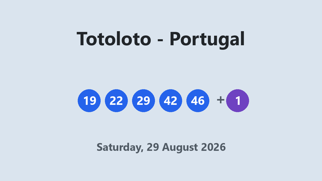 Totoloto results 29 August 2026