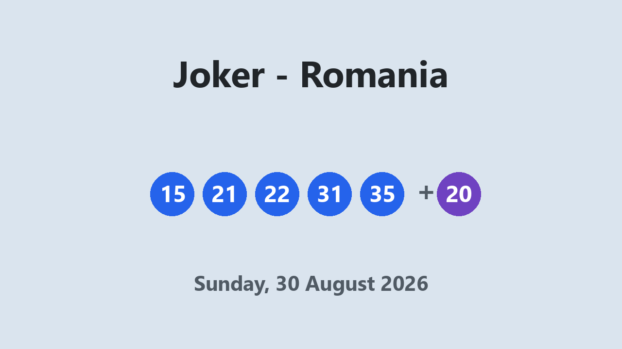 Joker results 30 August 2026