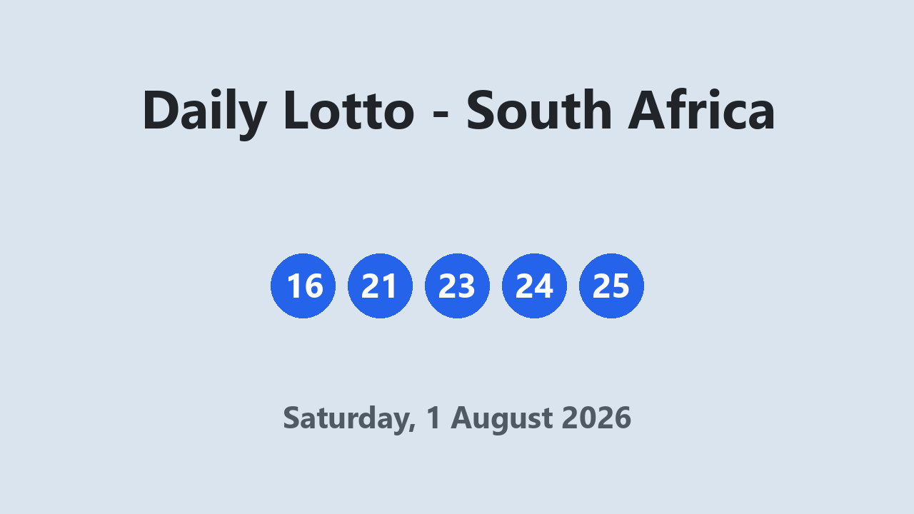 Daily Lotto results 1 August 2026
