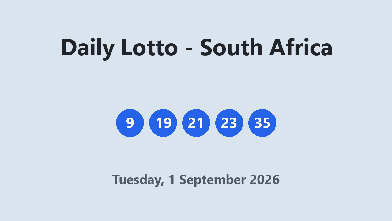 Daily Lotto results 1 September 2026