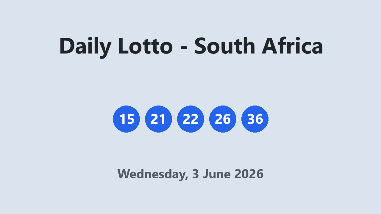 Daily Lotto results 3 June 2026