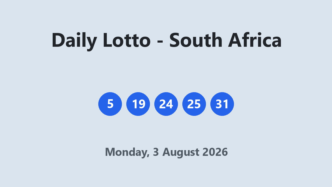 Daily Lotto results 3 August 2026
