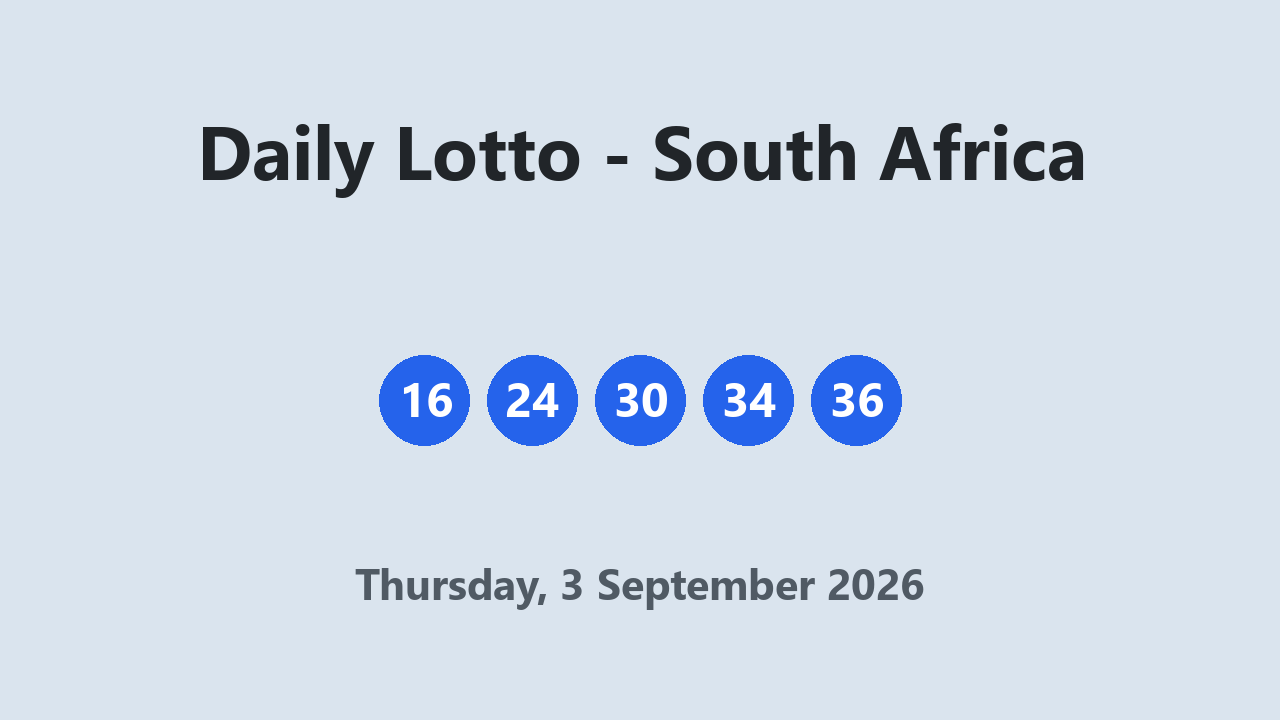 Daily Lotto results 3 September 2026