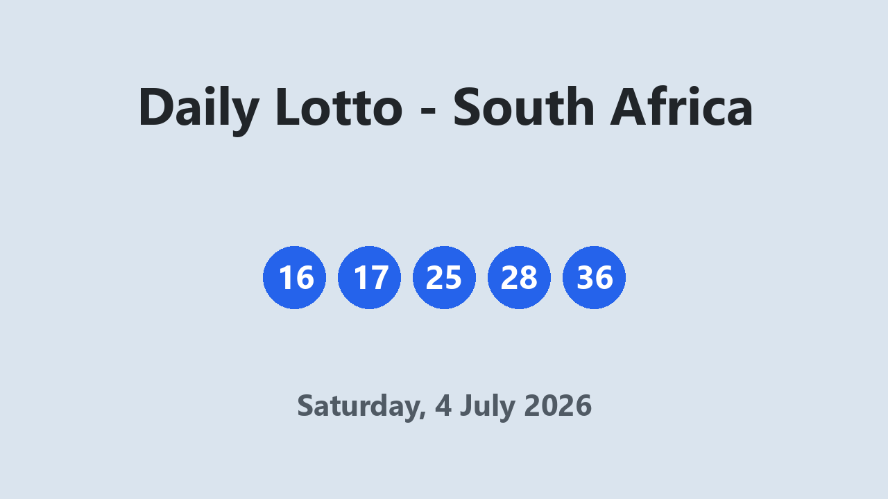 Daily Lotto results 4 July 2026
