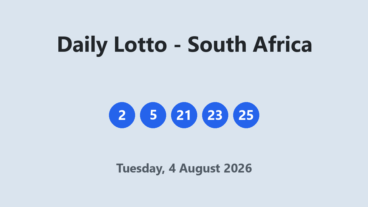 Daily Lotto results 4 August 2026