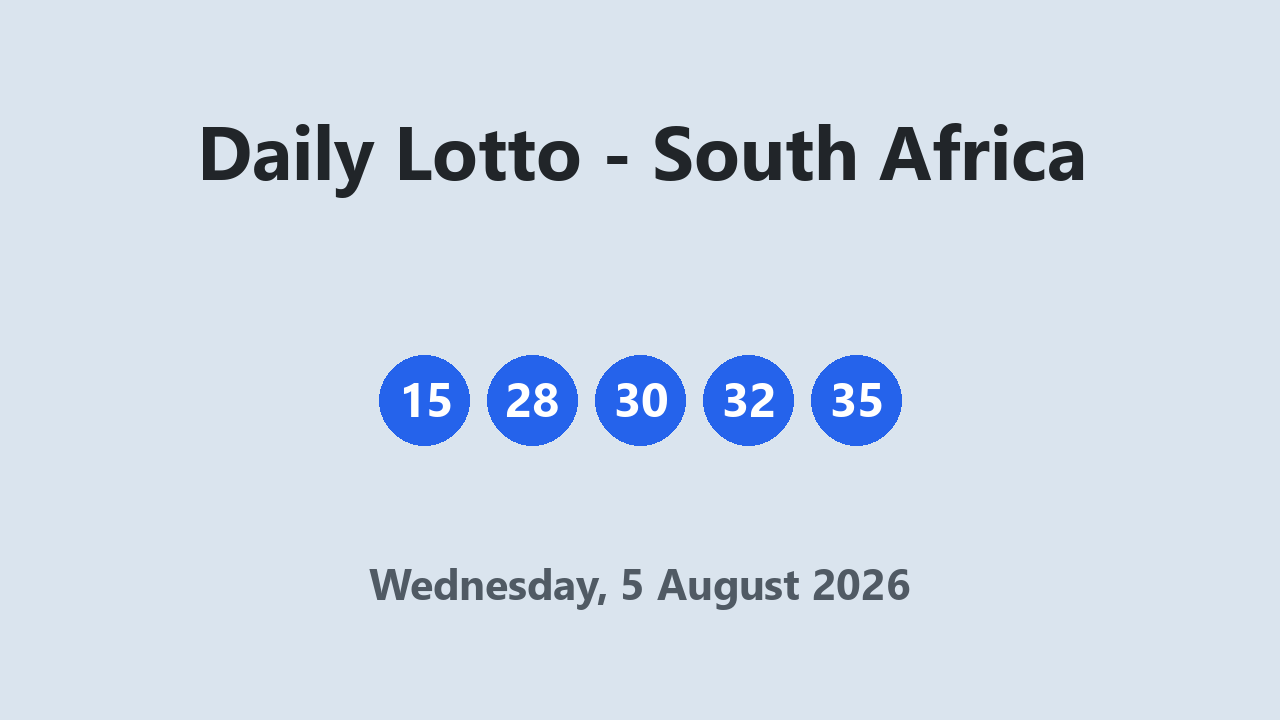 Daily Lotto results 5 August 2026