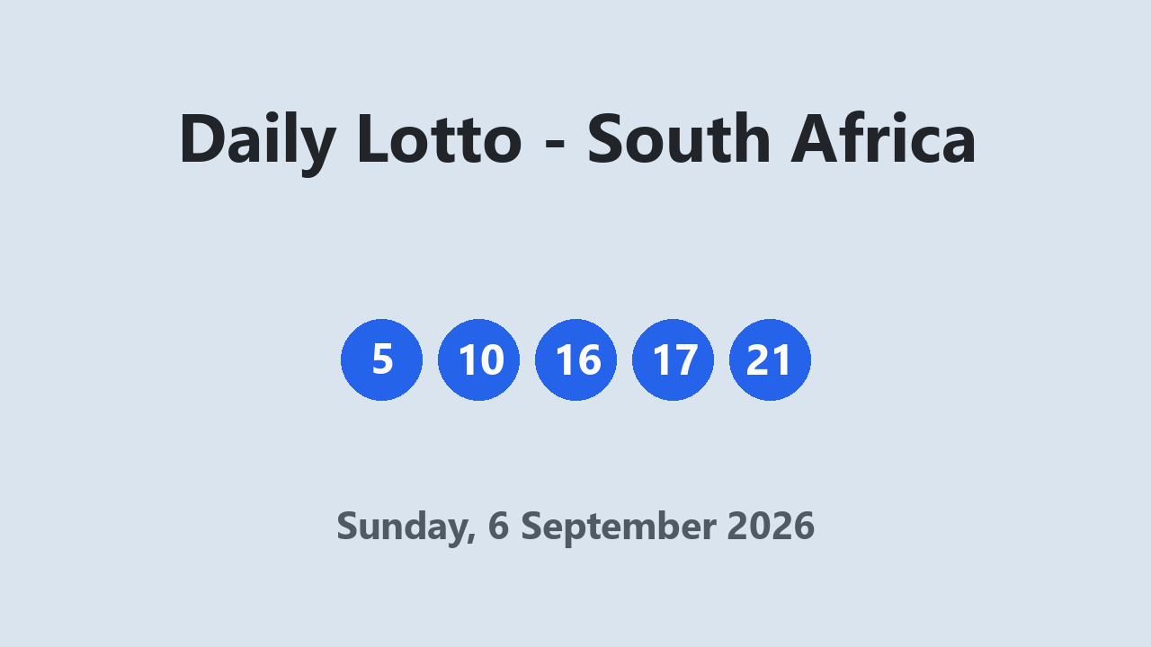 Daily Lotto results 6 September 2026