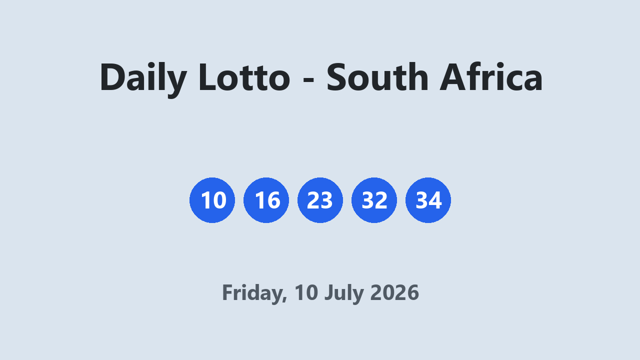Daily Lotto results 10 July 2026