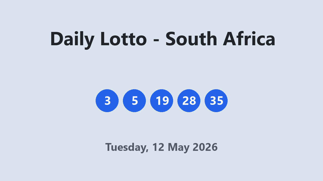 Daily Lotto results 12 May 2026